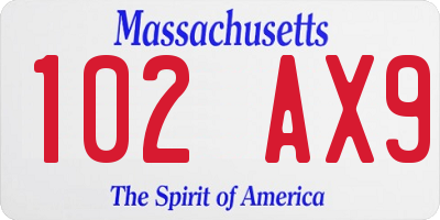 MA license plate 102AX9