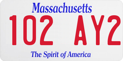 MA license plate 102AY2