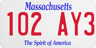 MA license plate 102AY3