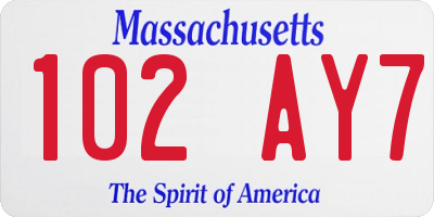 MA license plate 102AY7