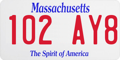 MA license plate 102AY8