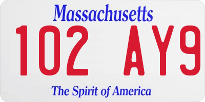 MA license plate 102AY9