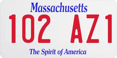 MA license plate 102AZ1