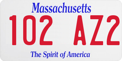 MA license plate 102AZ2