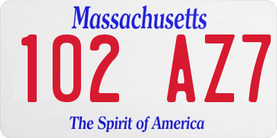 MA license plate 102AZ7