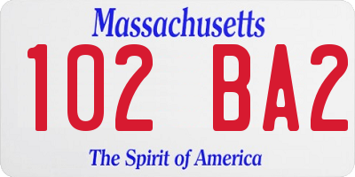 MA license plate 102BA2