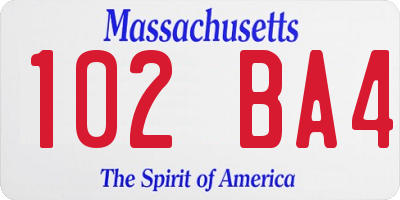 MA license plate 102BA4