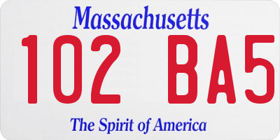 MA license plate 102BA5