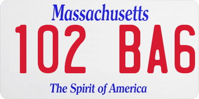 MA license plate 102BA6