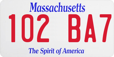 MA license plate 102BA7