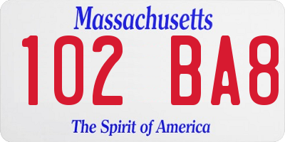 MA license plate 102BA8