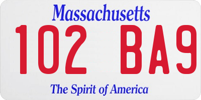 MA license plate 102BA9