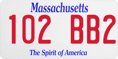 MA license plate 102BB2