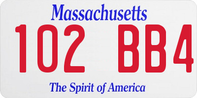 MA license plate 102BB4