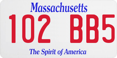 MA license plate 102BB5