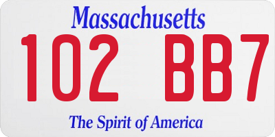 MA license plate 102BB7