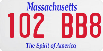 MA license plate 102BB8