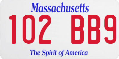 MA license plate 102BB9