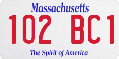 MA license plate 102BC1