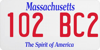 MA license plate 102BC2