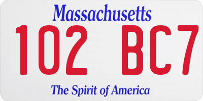 MA license plate 102BC7