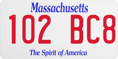 MA license plate 102BC8