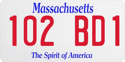 MA license plate 102BD1