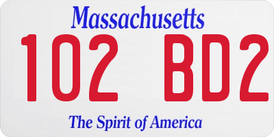 MA license plate 102BD2