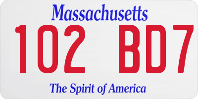 MA license plate 102BD7