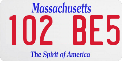 MA license plate 102BE5