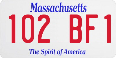 MA license plate 102BF1