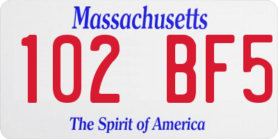 MA license plate 102BF5