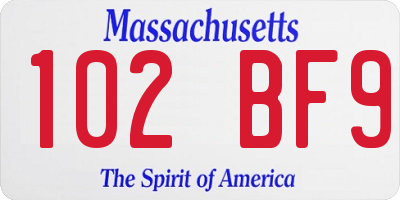 MA license plate 102BF9