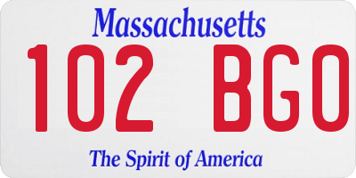 MA license plate 102BG0