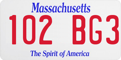 MA license plate 102BG3