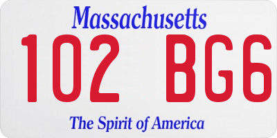 MA license plate 102BG6