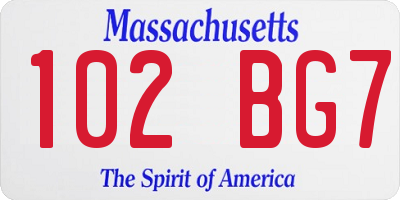 MA license plate 102BG7