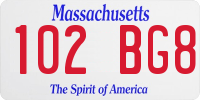 MA license plate 102BG8