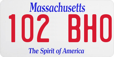 MA license plate 102BH0