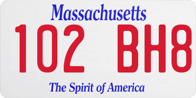 MA license plate 102BH8