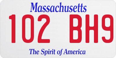 MA license plate 102BH9