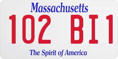 MA license plate 102BI1