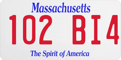 MA license plate 102BI4