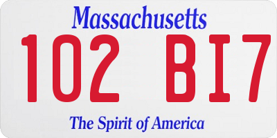 MA license plate 102BI7