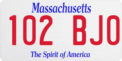 MA license plate 102BJ0