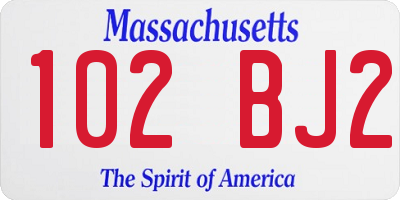 MA license plate 102BJ2