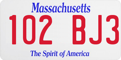 MA license plate 102BJ3