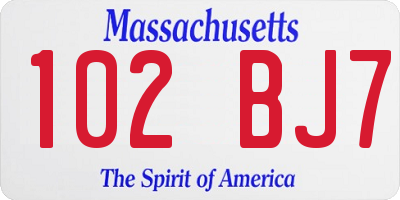 MA license plate 102BJ7