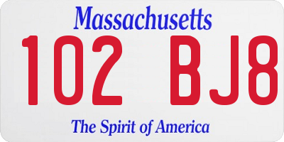 MA license plate 102BJ8