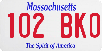 MA license plate 102BK0